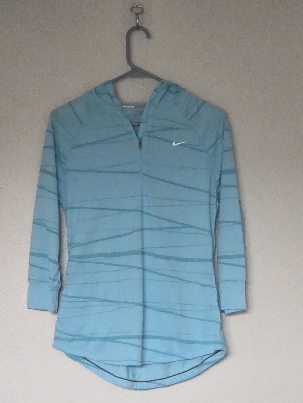 Nike Light Blue Striped Hoodie Pullover